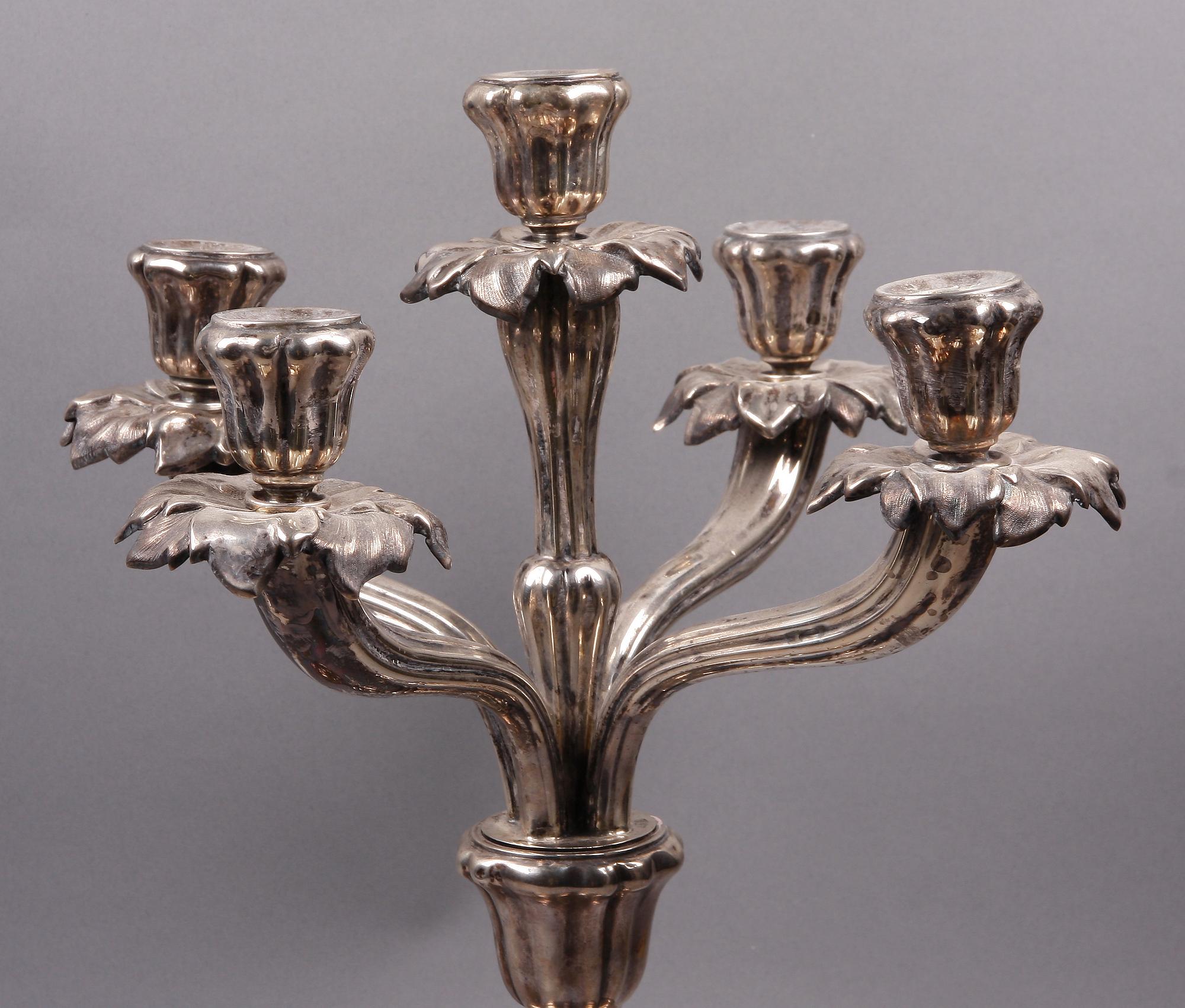 KANDELABER, silver, nyrokoko, Scheffer, Österrike omkring 1900. Vikt 1153 g.