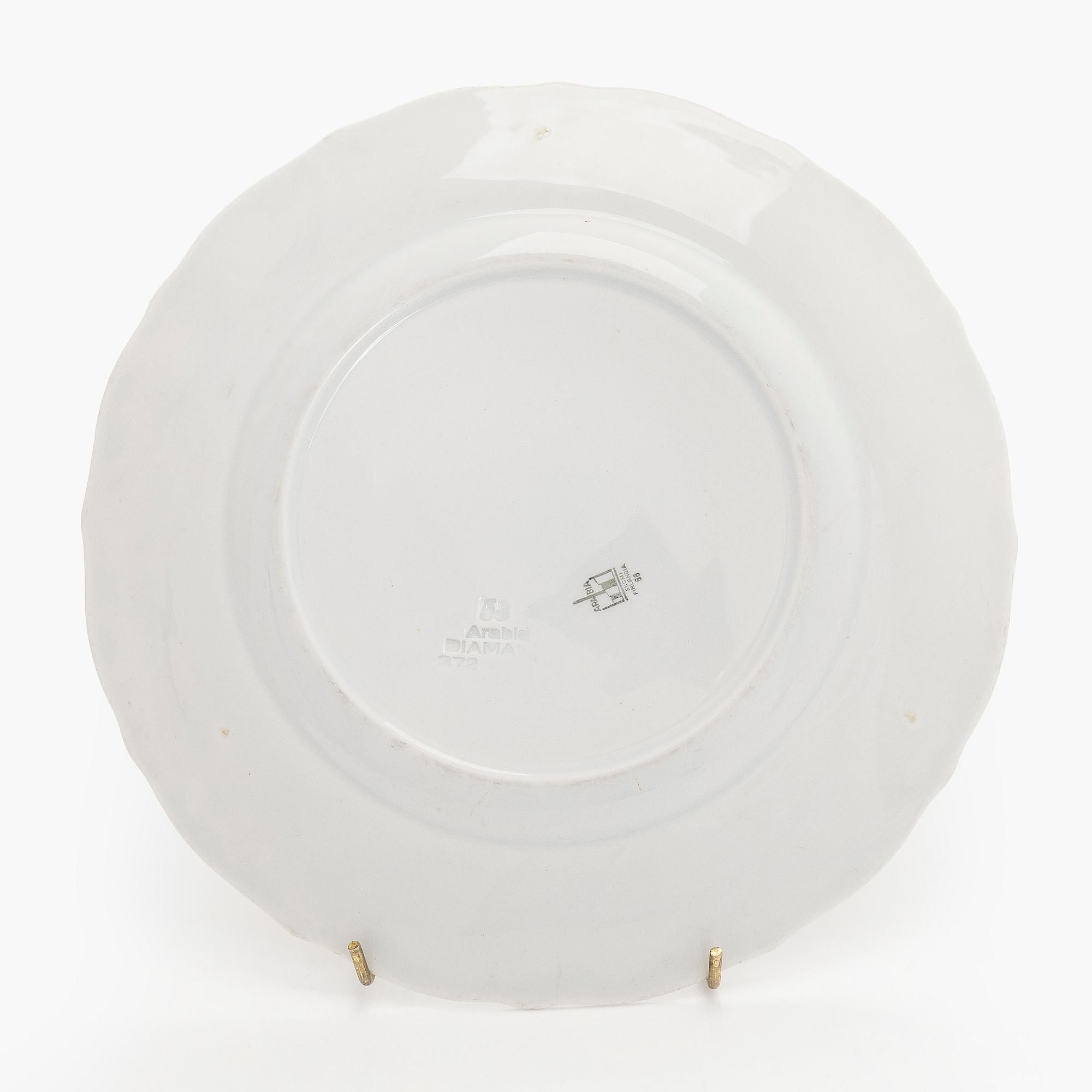 A set of eight crayfish plates, earthenware, Arabia, Finland 1928–1949.