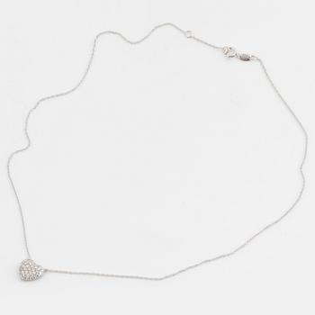 A heart shaped brilliant-cut diamond necklace.