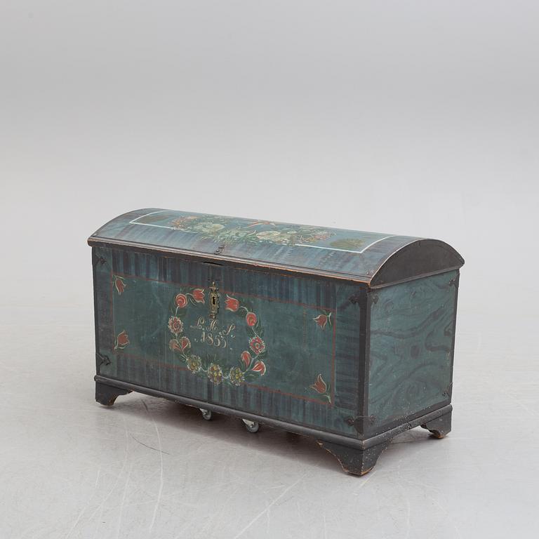 A folk art casket from Skåne, Sweden, 19th century.