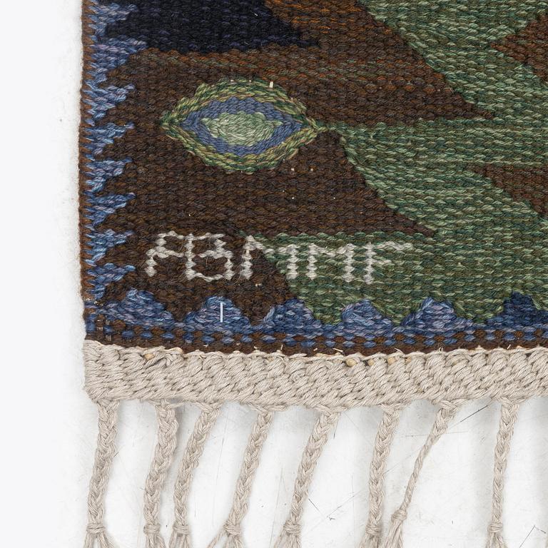 Barbro Nilsson, a carpet, 'Tånga brun och grön', tapestry weave, c. 286 x 186 cm, signed AB MMF BN.