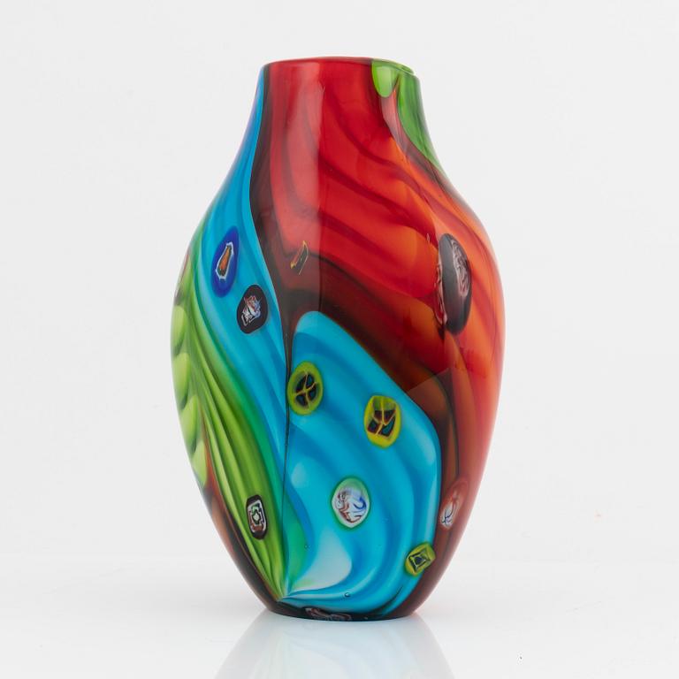 A Millefiori glass vase, probably Murano, Italy.