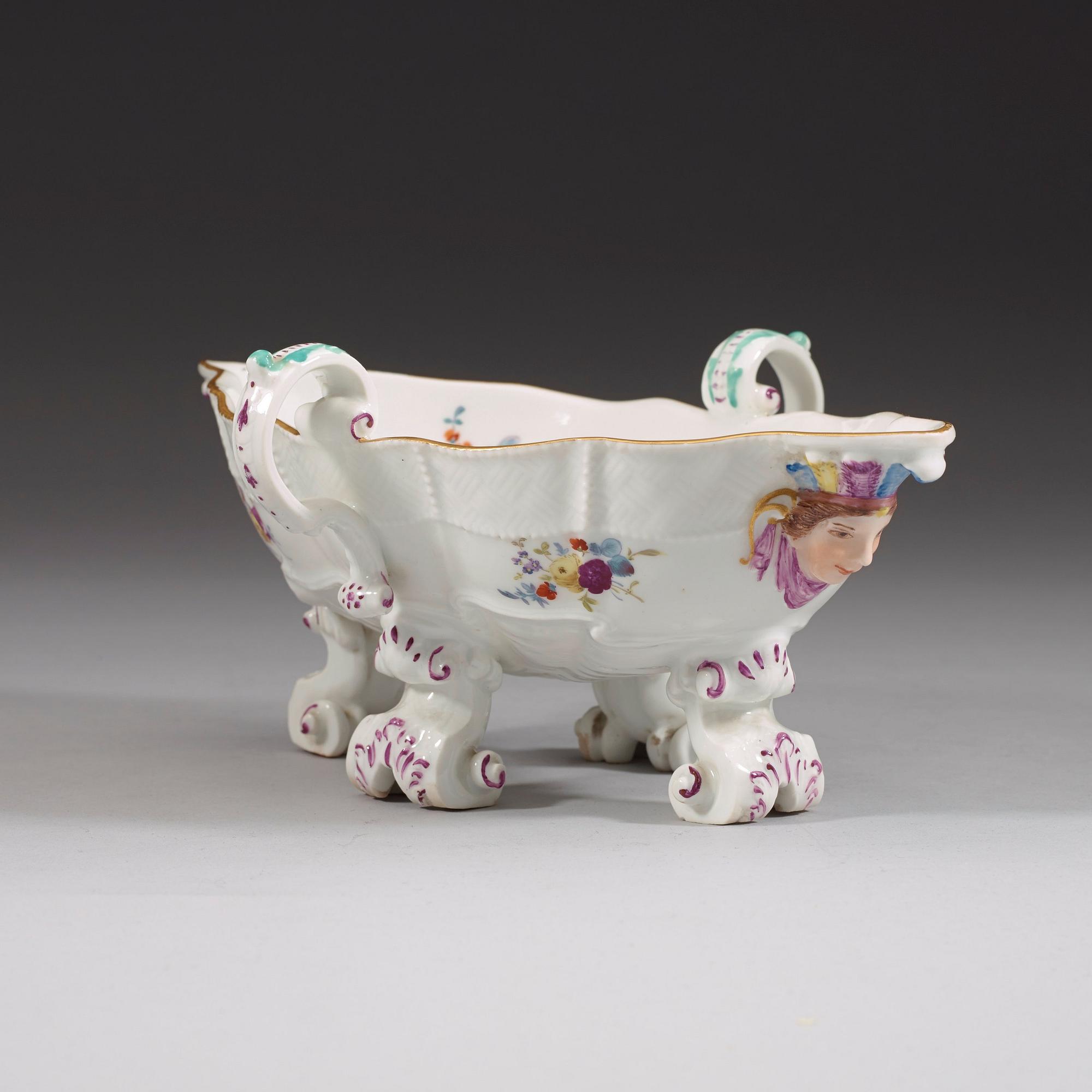 A large Meissen sauce boat, 18th Century.