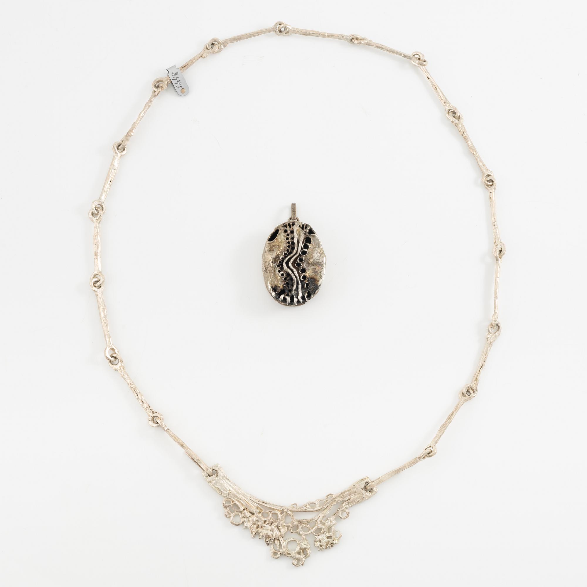 Lars Arby, a necklace and a pendant, sterling silver and silver, Gothenburg.