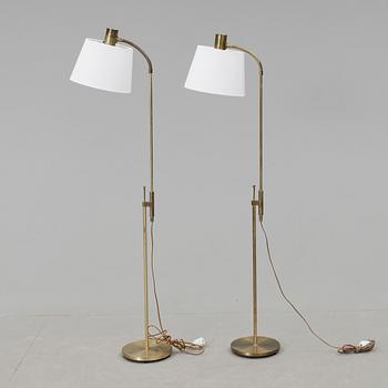 GOLVLAMPOR, ett par, mässing, Falkbenberg, 1960-tal.
