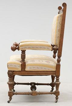 FÅTÖLJ, nyrenässans, 1800-talets slut.