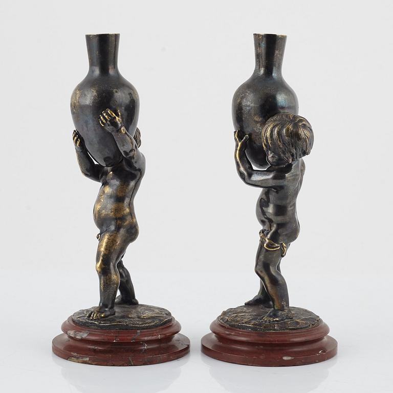 Louis Kley, skulpturer/vaser, ett par, Frankrike, omkring år 1900.