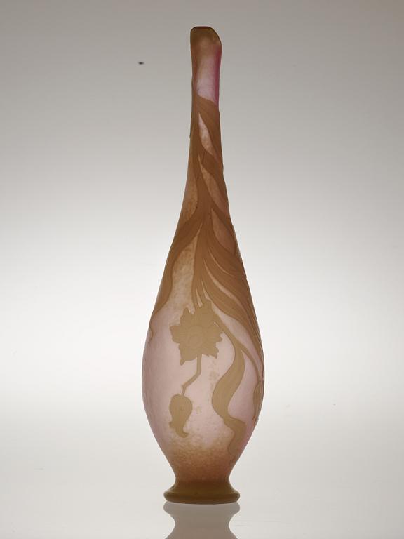 An Art Nouveau cameo glass vase by Burgun & Schverer, France.