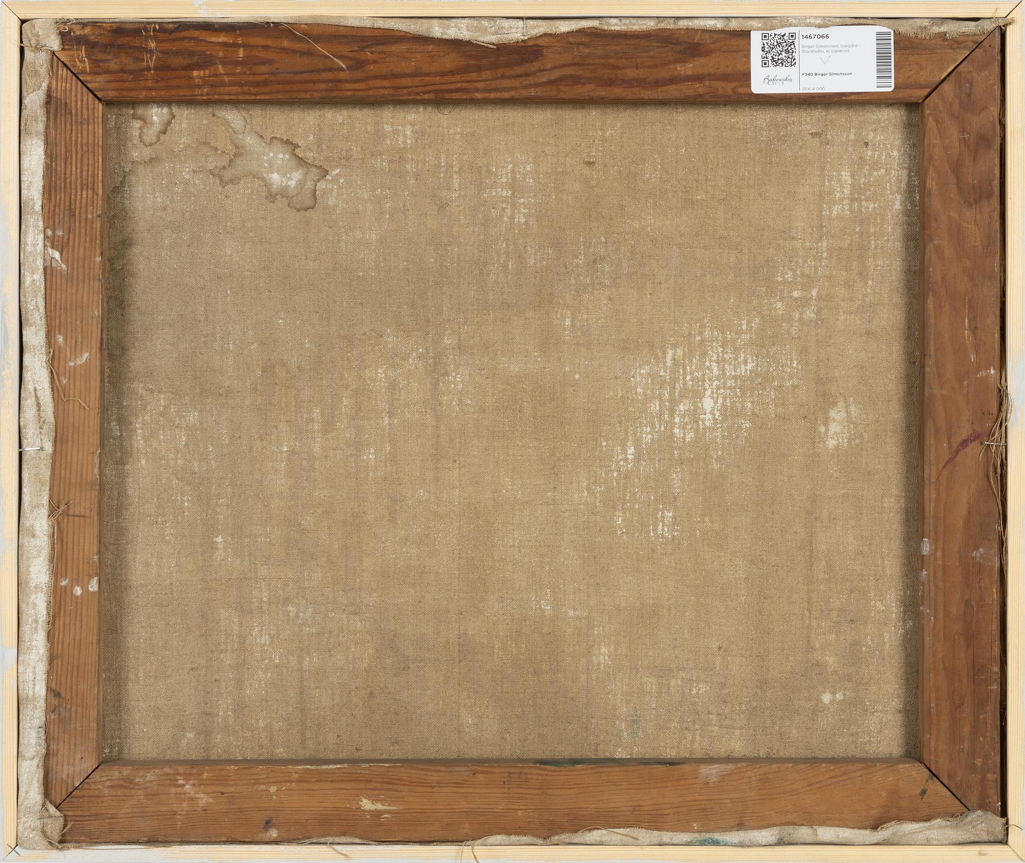 Birger Simonsson, olja på duk, ej signerad.