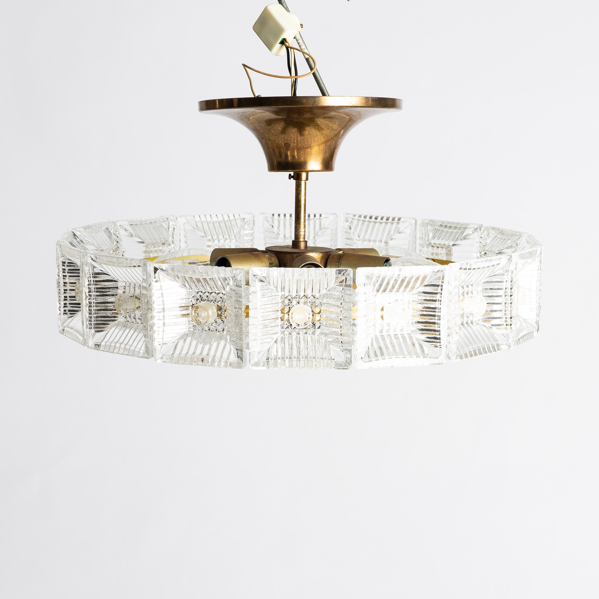 Carl Fagerlund, ceiling lamp, Orrefors, second half of the 20th century.