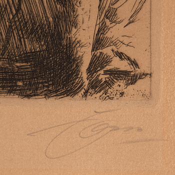 Anders Zorn, etching, 1911, signed in pencil.