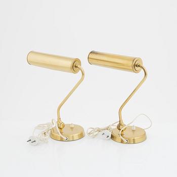 A pair of brass table lights, Falkenbergs belysning, second half of the 20th Century.