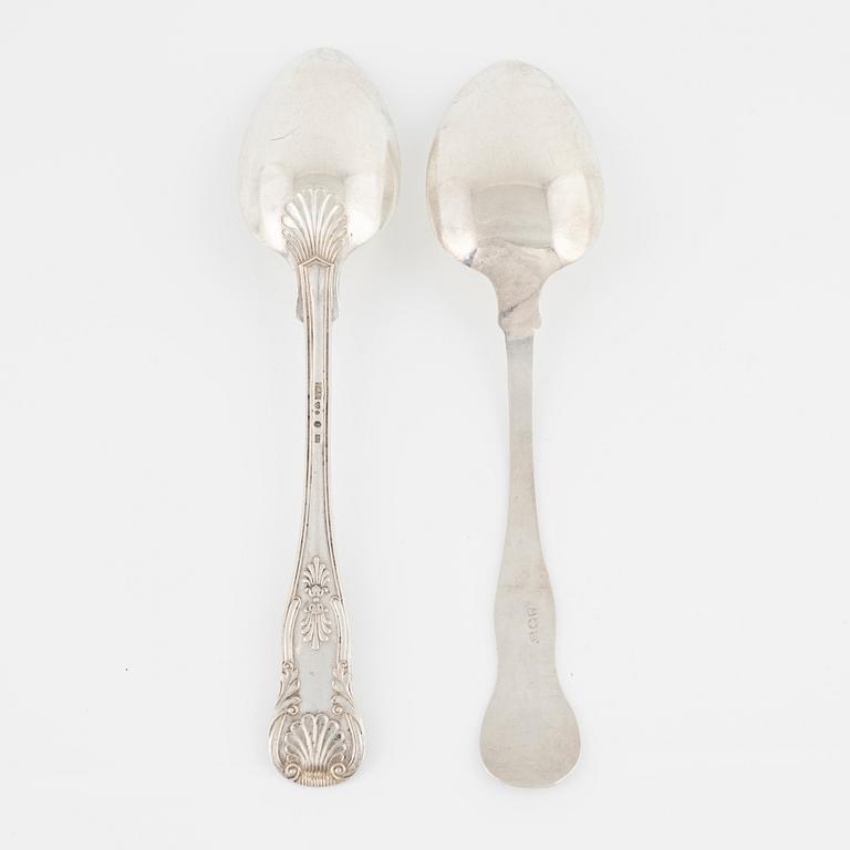 Nine silver spoons, different makers, mostly Swedish, 1857-1916.