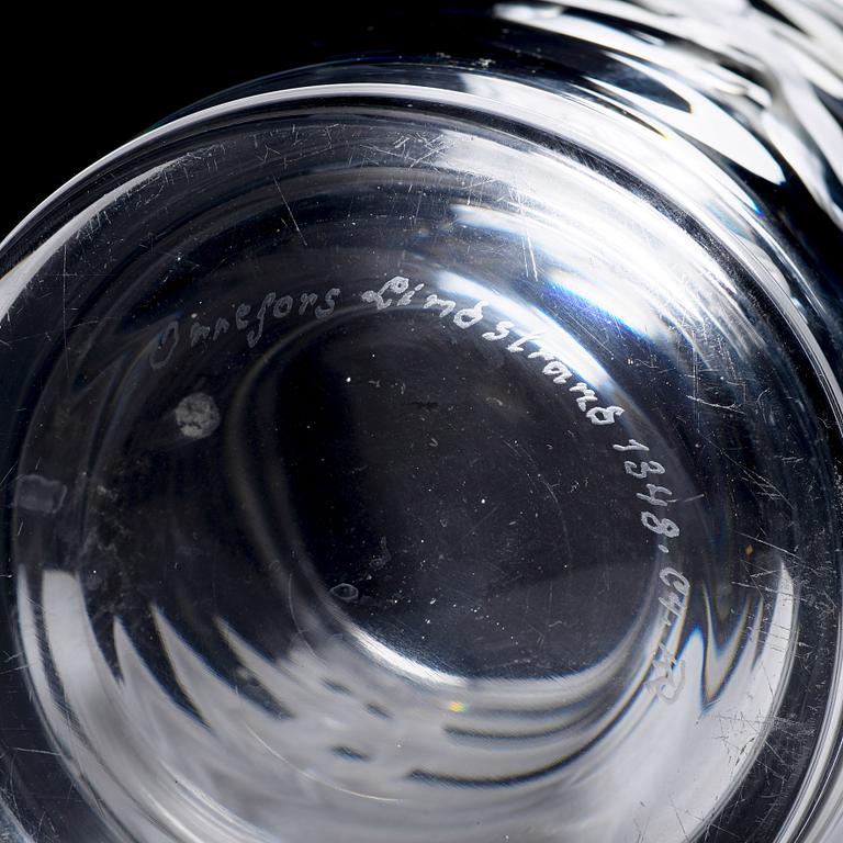 Vicke Lindstrand, an engraved "Pearl fisher" glass vase, Orrefors, Sweden 1956.