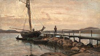 238. Berndt Lindholm, BOATS AT THE JETTY.