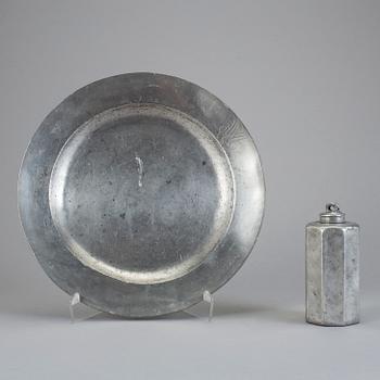 FAT samt PRISMAFLASKA, tenn, Calmar samt England, 1700-tal.