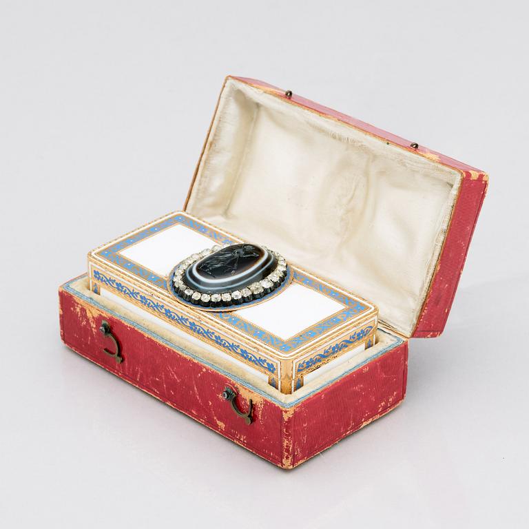 A jewelled gold and enamel box, Otto Keibel, St Petersburg 1799, Empire.