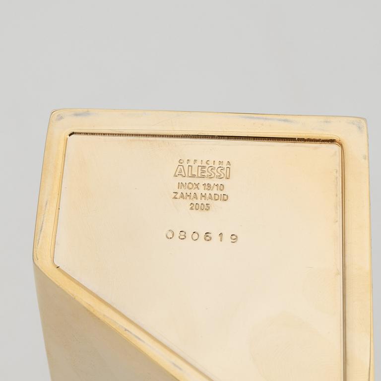 Zaha Hadid, a 'Crevasse' gold plated vase, for Alessi, Italy, 2005.