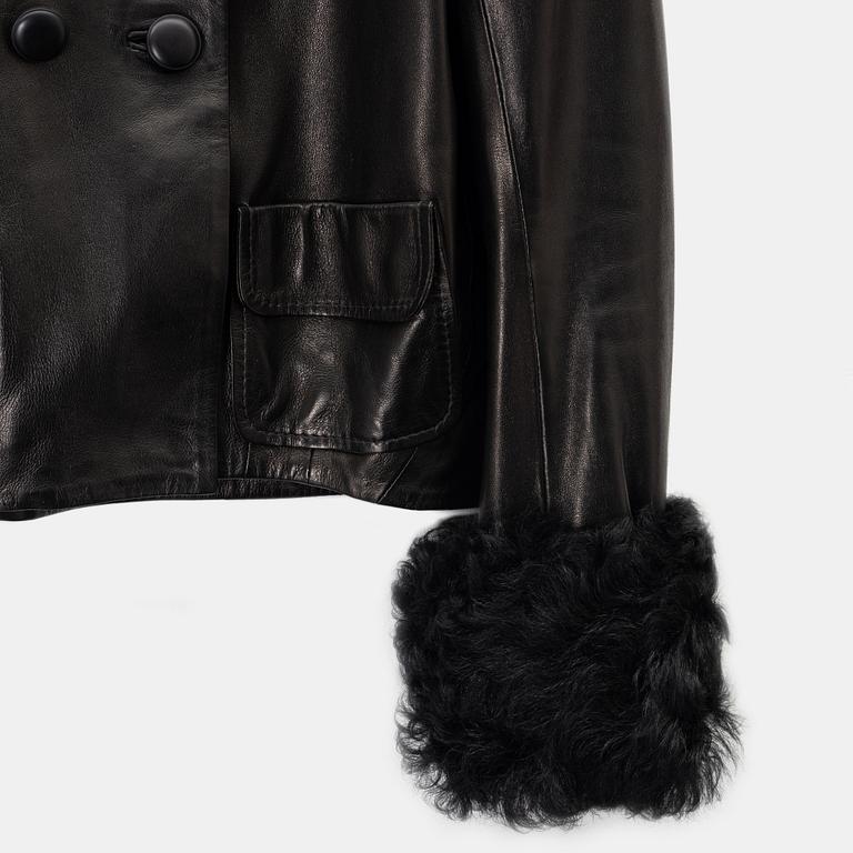 Balenciaga, a leather and sheepskin jacket, size 36.