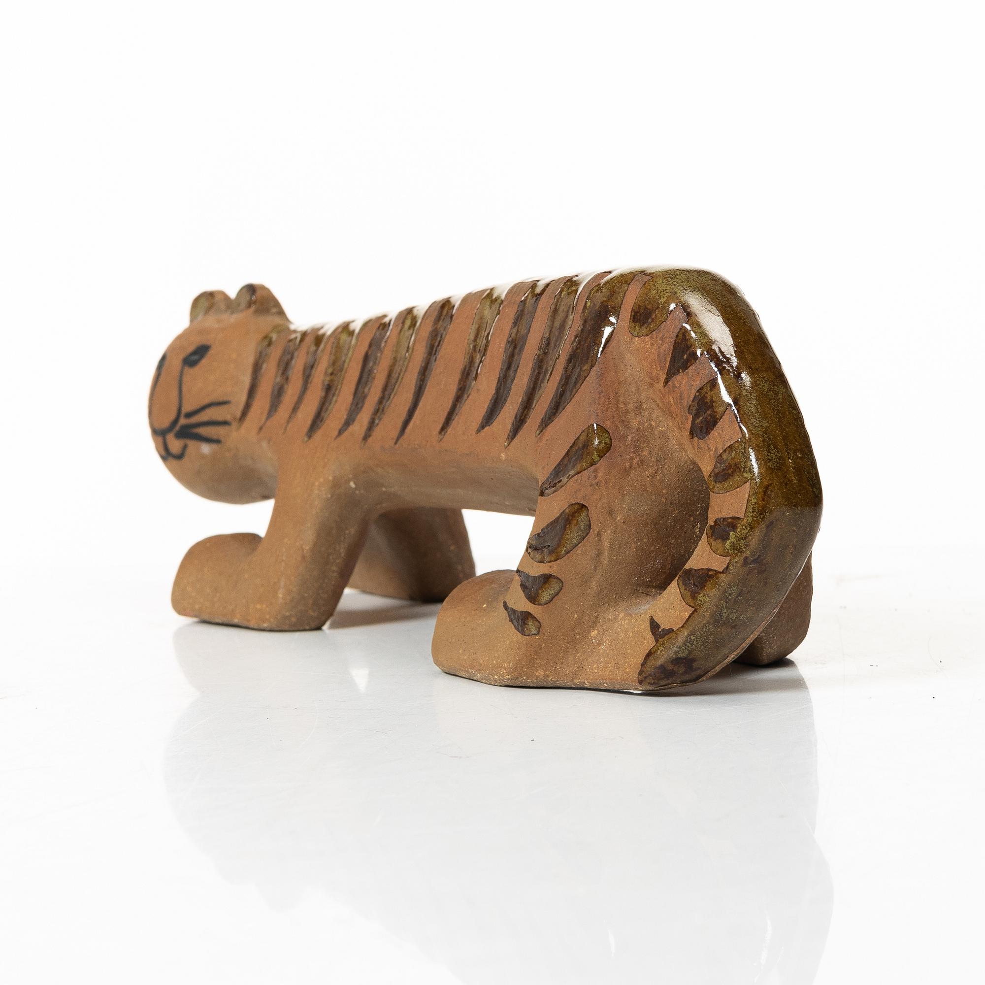 Lisa Larson, a 'tiger' stoneware figurine from the series 'Afrika', Gustavsberg, in production 1965-75.