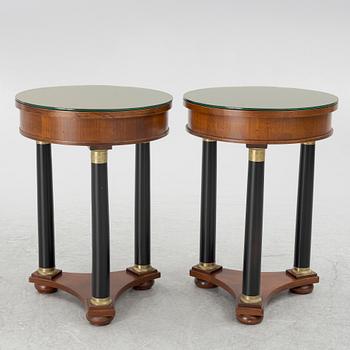 Bedside tables/Lamp tables, a pair, Empire style, Fiorini, Italy.