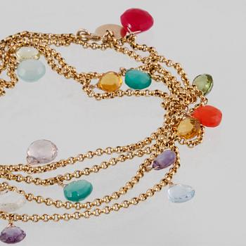 HALSBAND, doublé med 19 olikfärgade briloletteslipade stenar, Sophie by Sophie. Vikt 27,3 gram.