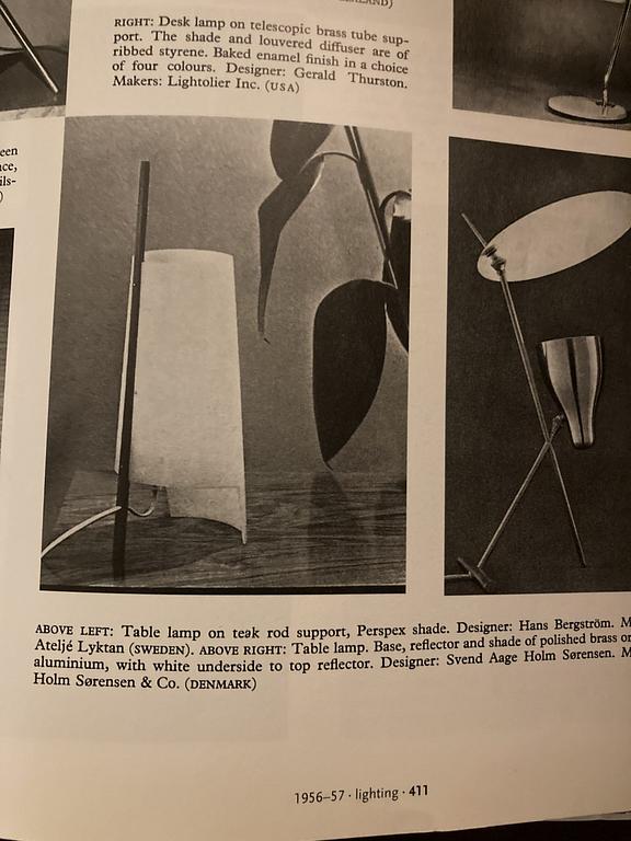 Hans Bergström, bordslampor 1 par, modell "748", ateljé Lyktan, Åhus, 1940-50-tal.