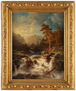 701. Marcus Larsson, ”Svenskt landskap med vattenfall” (Swedish landscape with waterfall).