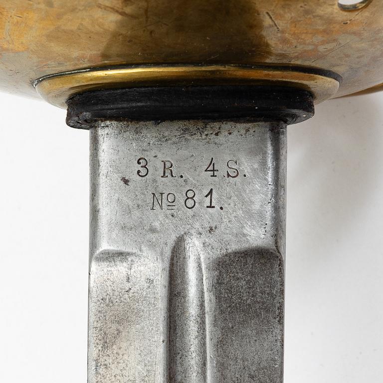 A Swedish 1893 pattern cavalry sabre, with scabbard.