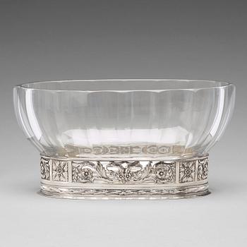 215. A Swedish/Russian 20th century silver and glass jardinier, mark of WA Bolin, Stockholm 1917.