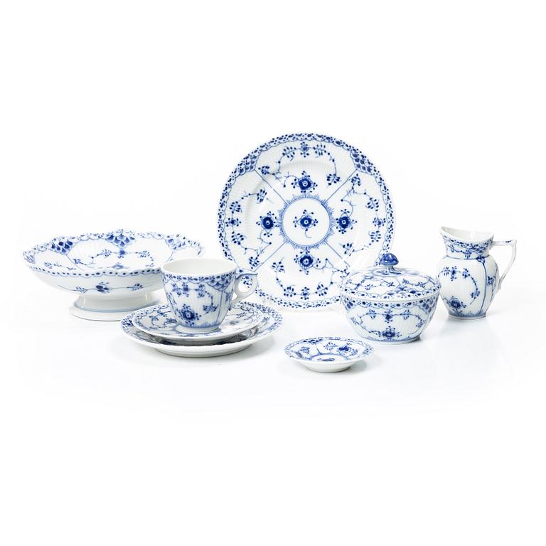 Royal Copenhagen, a 32-piece 'Blue Fluted Half Lace' coffee service, Denmark.