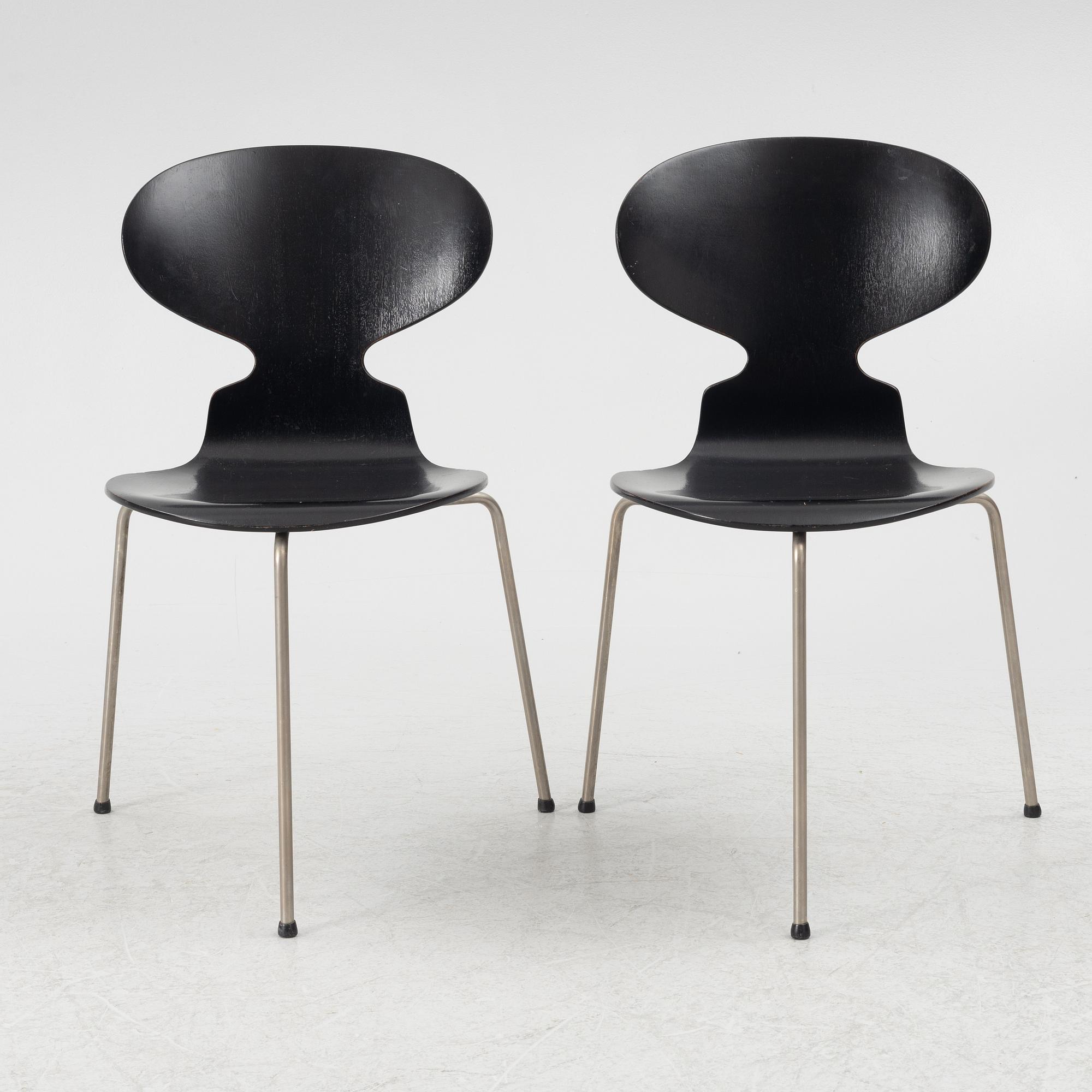 Arne Jacobsen, stolar 6 st, "Myran", Fritz Hansen, Danmark.