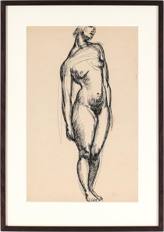 ISAAC GRÜNEWALD, tuschteckning, monogramsignerad.