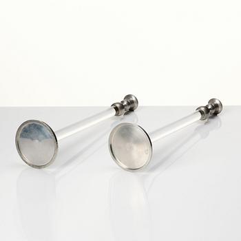 Josef Frank, a pair of pewter and plexi-glass candlesticks, Svenskt Tenn, Stockholm 1952 och 1956.