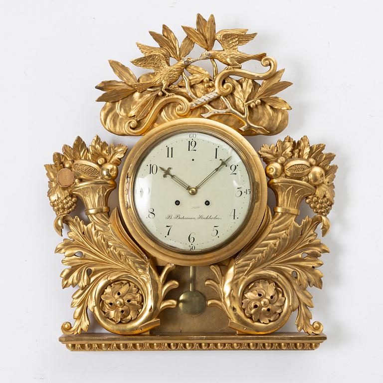 Wall clock, late Empire, Bengt Bahrman, 1829-1836.