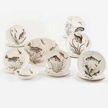 Fiskservis, 20 delar, flintgods, "Fish", Johnson Bros, England.