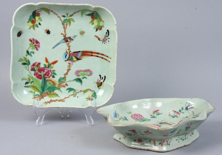 UPPLÄGGNINGSFAT, 2 st, porslin, Kina, 1800/1900- tal.
