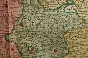 KARTA, kolorerad. Tobias Conrad Lotter. 1700-tal.