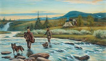 Johan Tirén, Sami boys crossing the river.