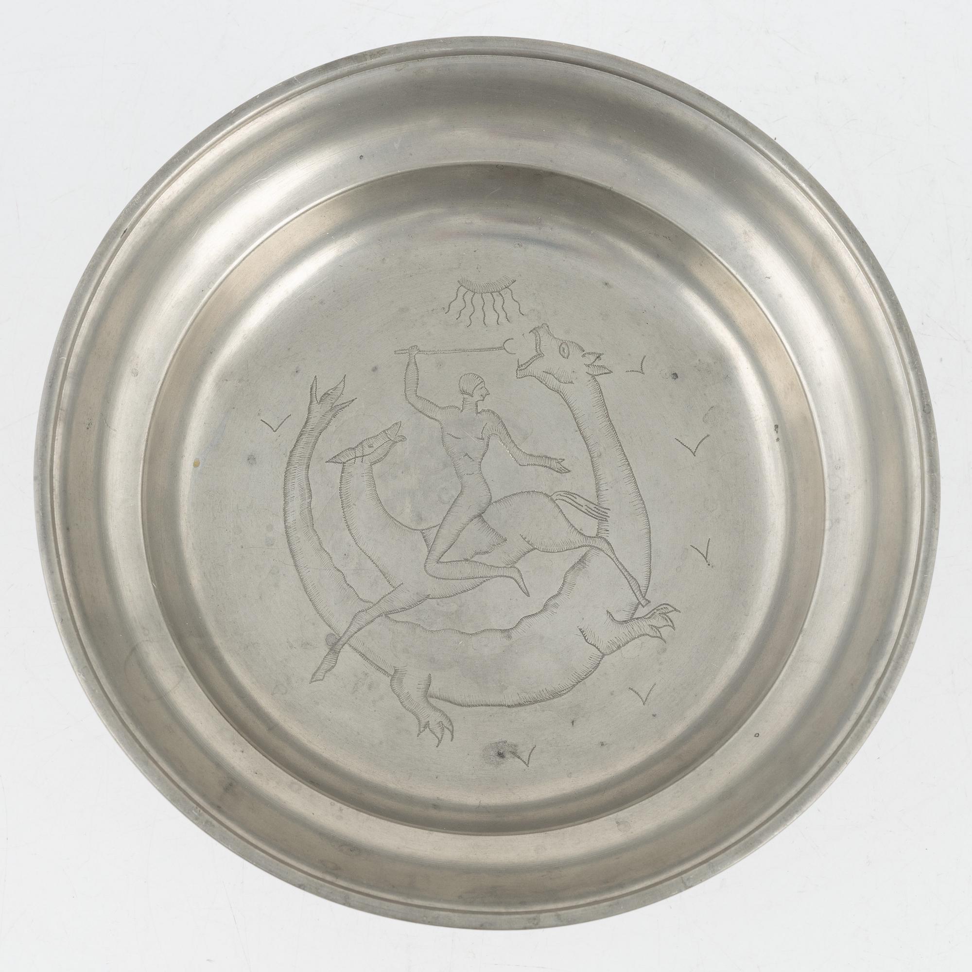 Firma Svenskt Tenn, uppsatsskål, tenn, Stockholm 1930.