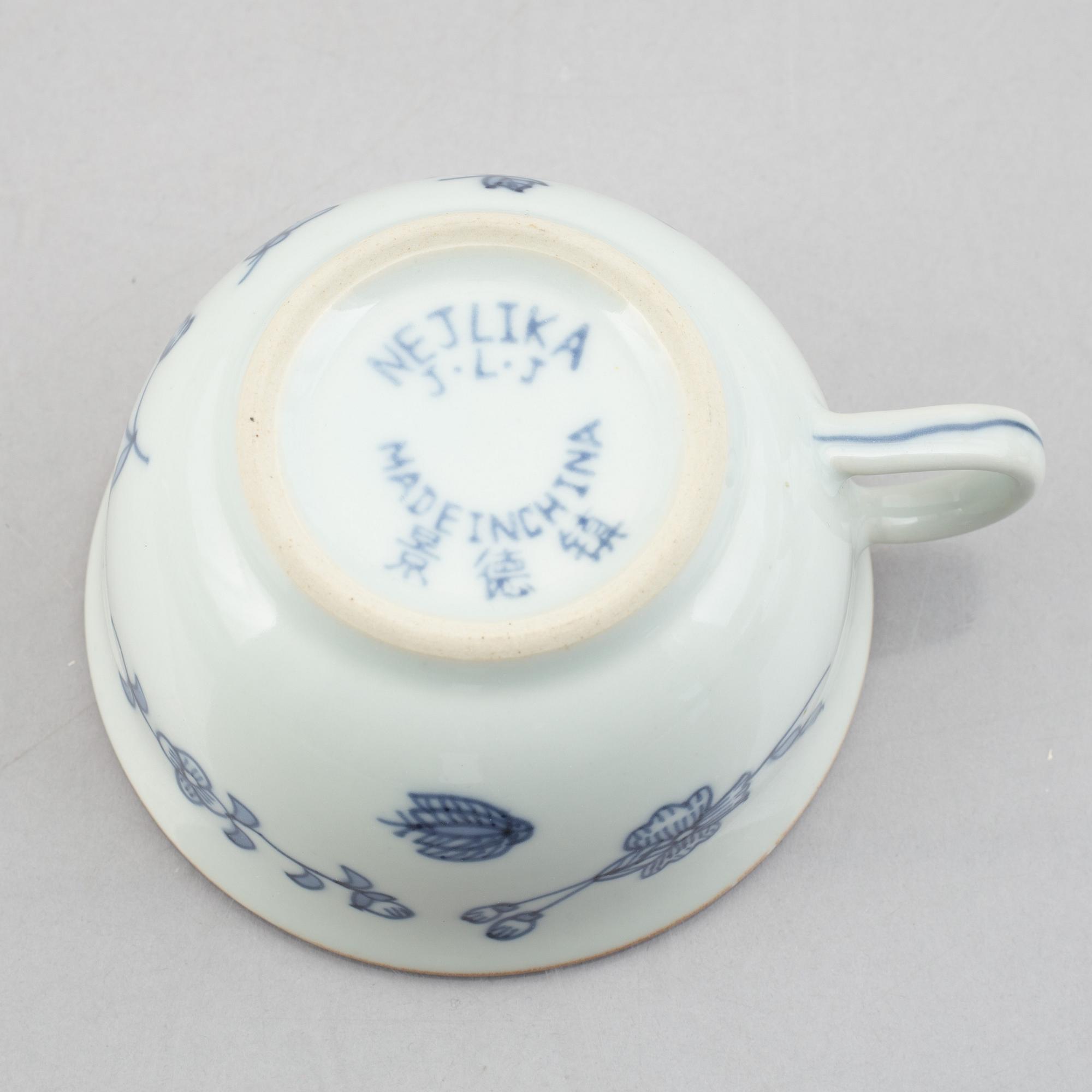 Twelve pieces of "Nejlika" porcelain, from IKEAs' 18th century series, Sweden, 1990's.