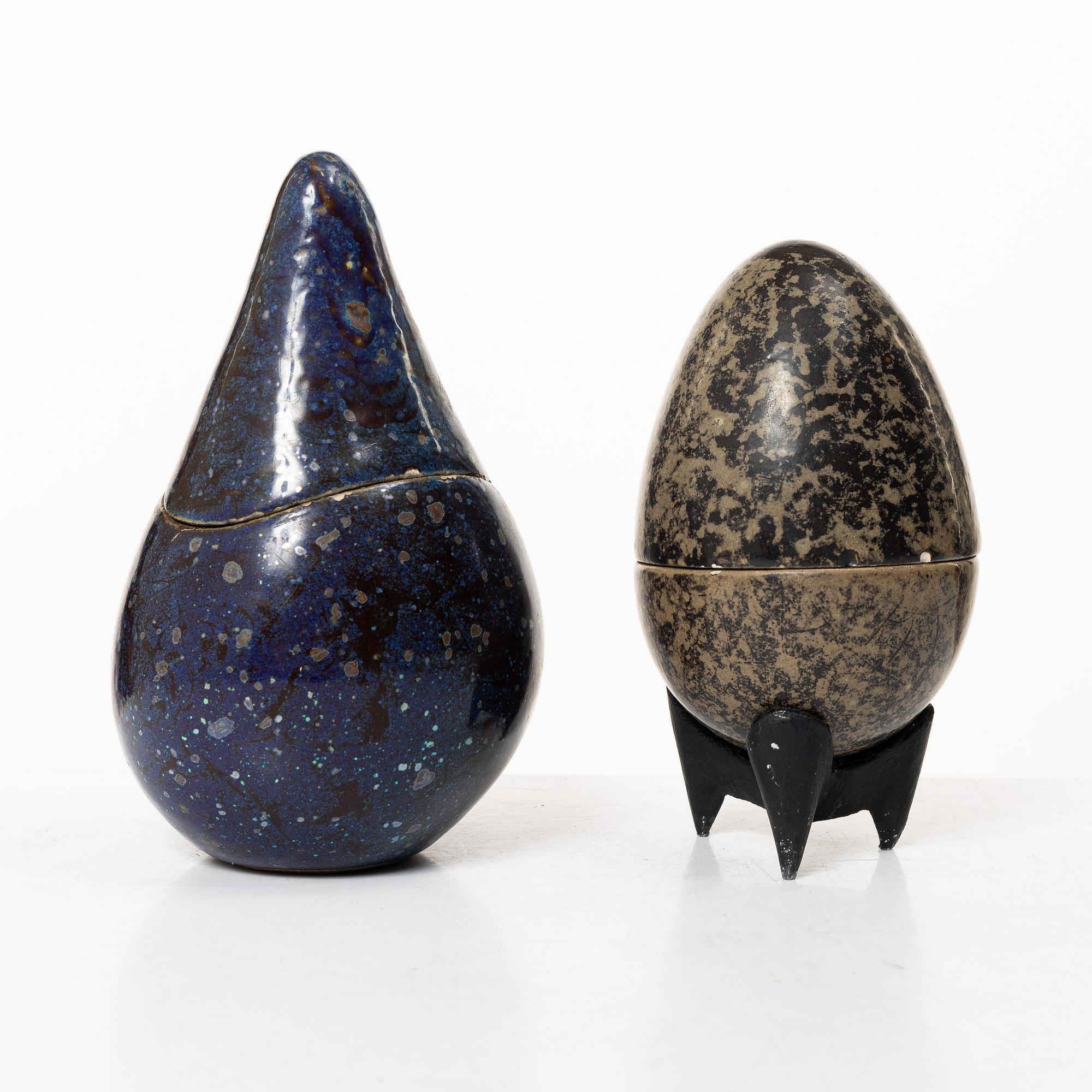 Hans Hedberg, two lidded jars, Biot, France,