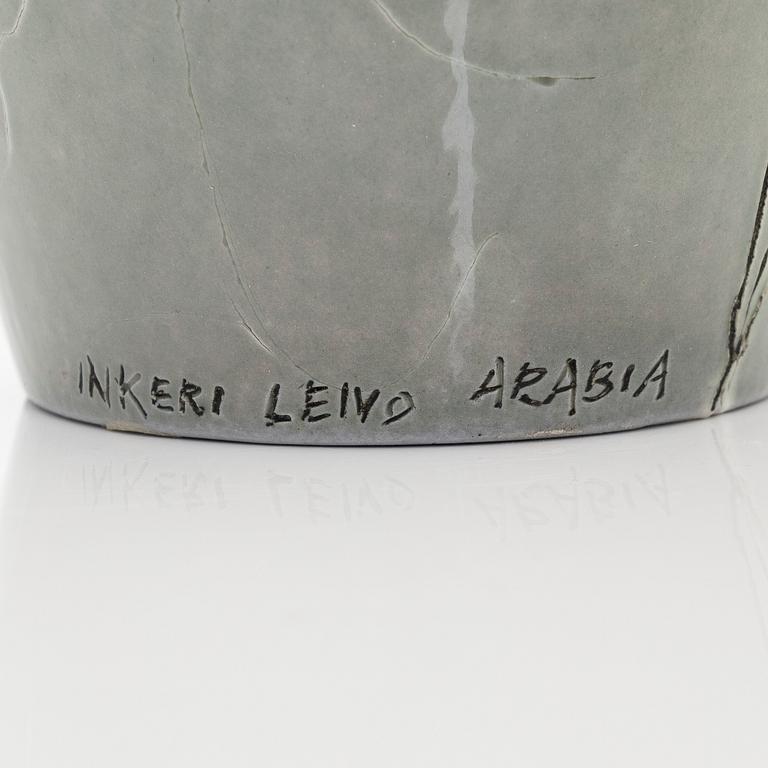 Inkeri Leivo, urna med lock, keramik, signerad Inkeri Leivo Arabia.