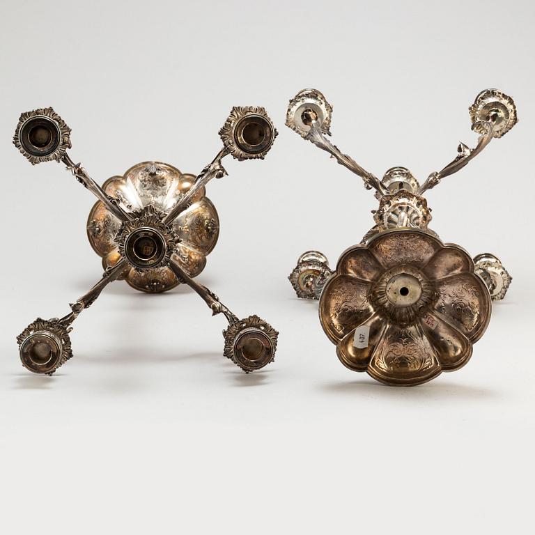 A  1950/60's pair of silver (800) candelabras by Valle & Gandini, Firenze, Italy.