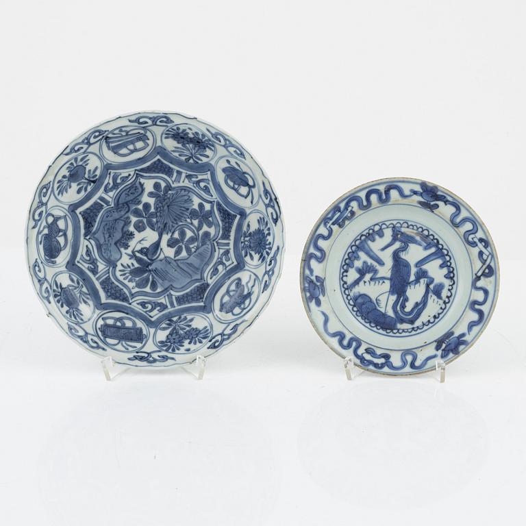 Two blue and white dishes, Ming dynasty (1368-14644).