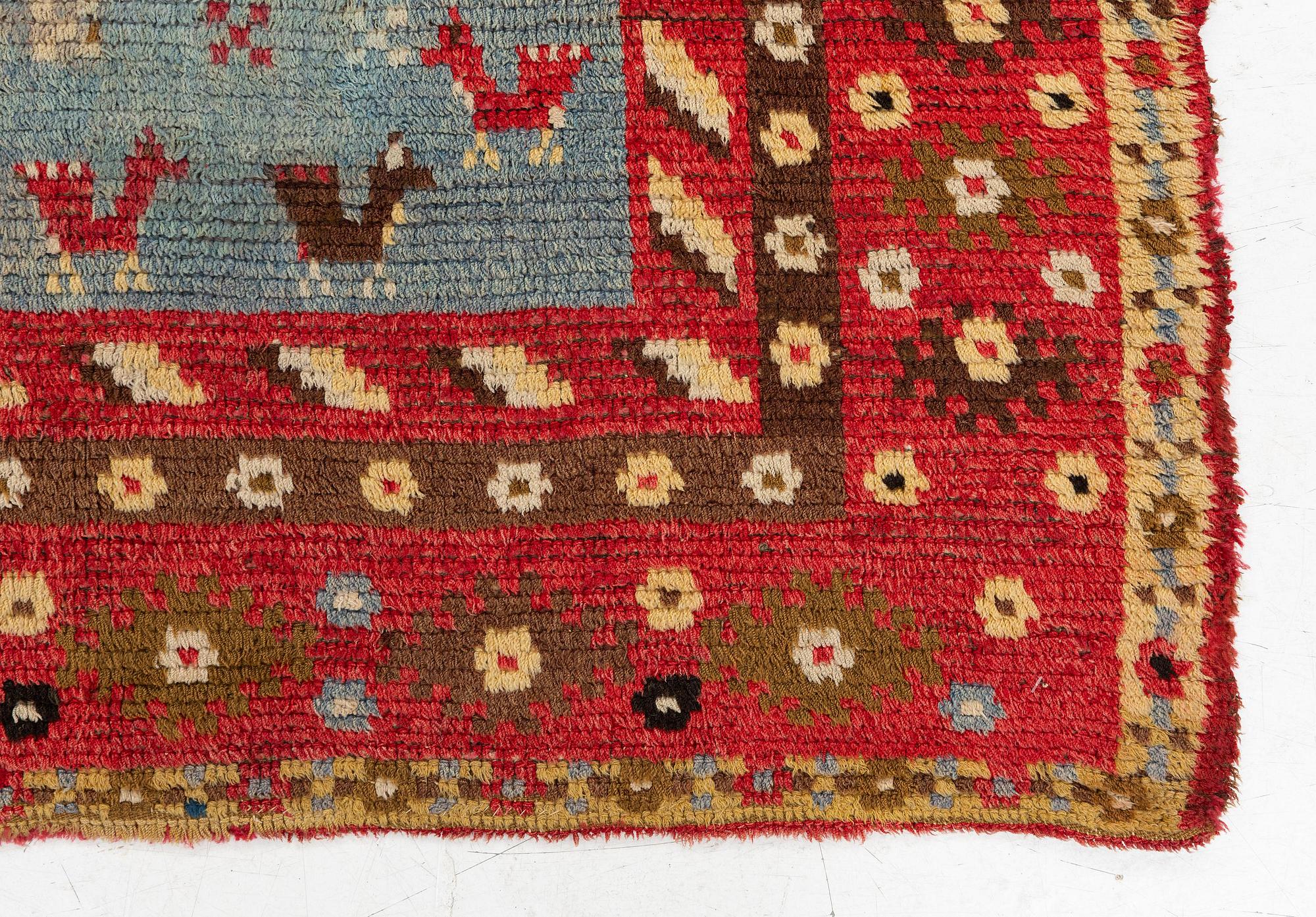 A bed cover, so called 'Bridal rya' c. 173 x 143 cm, dated 1828.