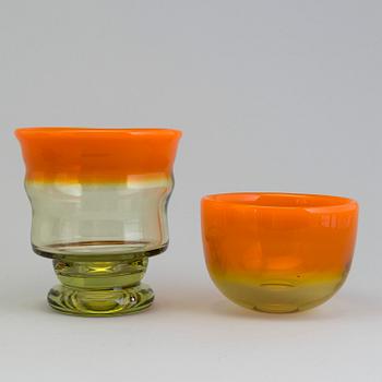 EVA ENGLUND, vas samt skål, glas, Pukeberg, design Eva Englund.