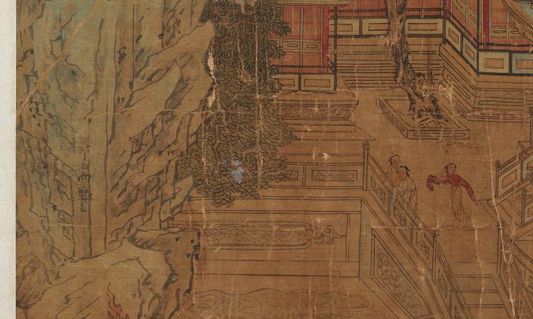 RULLMÅLNING och KALLIGRAFI. Qing dynastin, troligen 1700-tal.