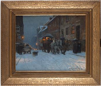 Wilhelm Smith, Winter scene from the streets of Stockholm.