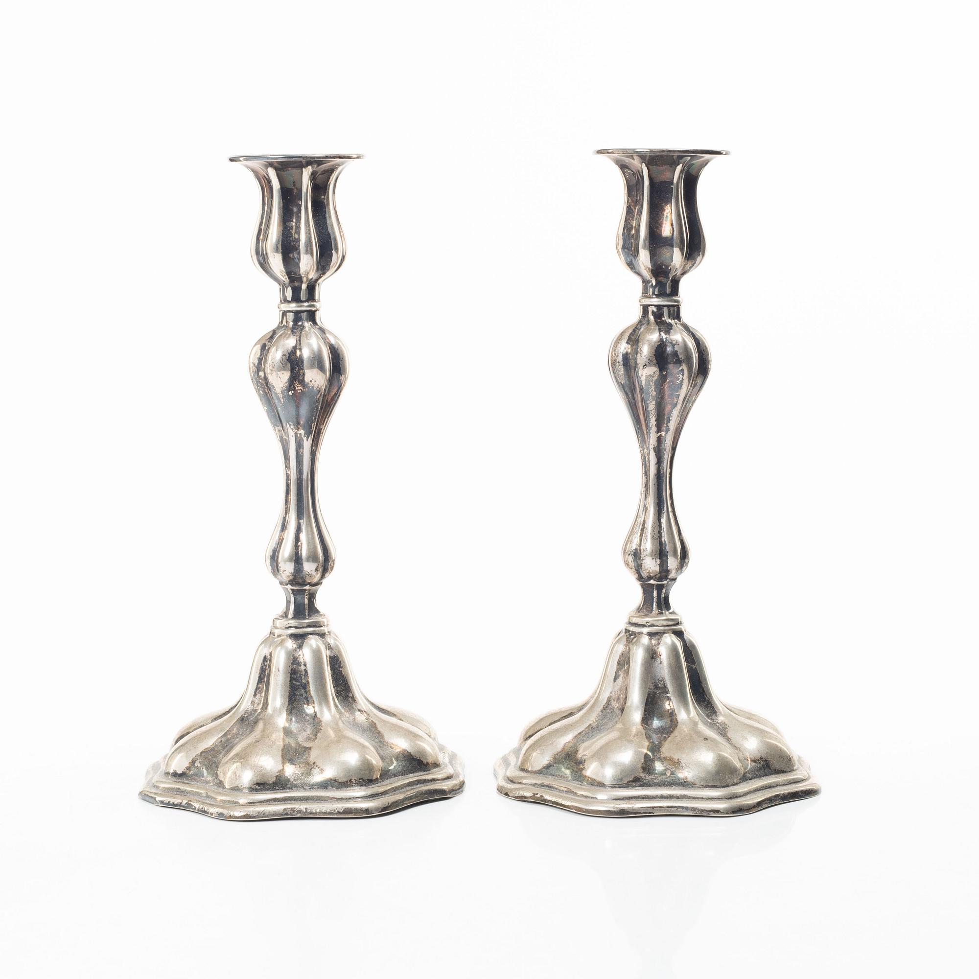 Three pairs of silver candlesticks, Ceson and CG Hallberg, second half of the 20th century.